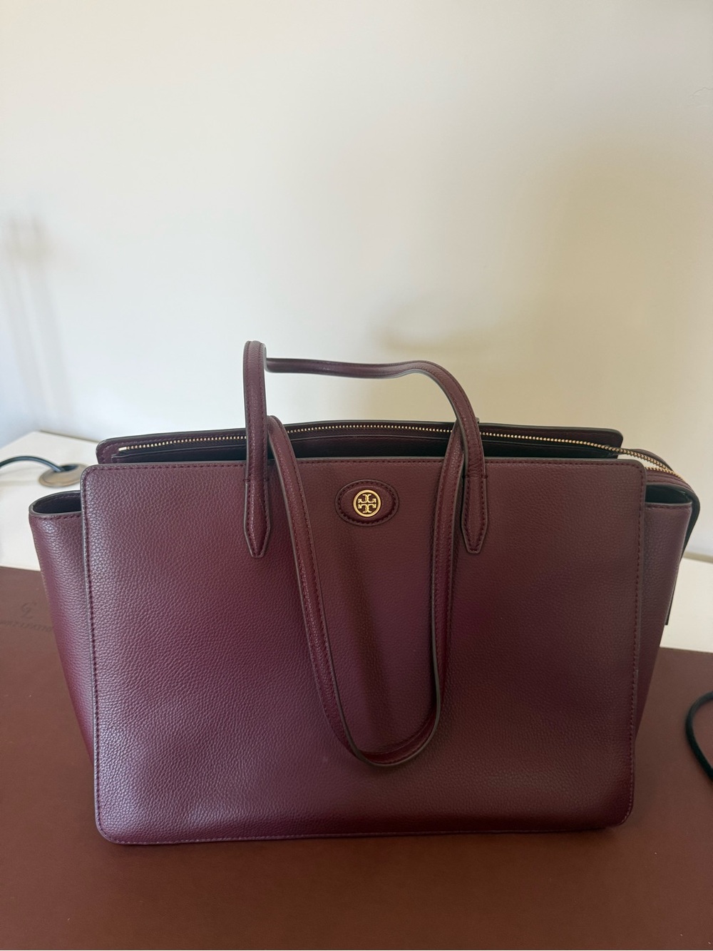 Tory Burch Burgundy Leather Tote
